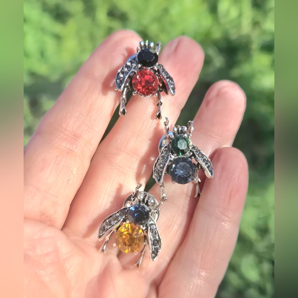 3 Rhinestone Bug Pins - Picture 3 of 4